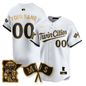 Custom Minnesota Twins Jersey Name and Number Alternate Limited Stitched White Gold