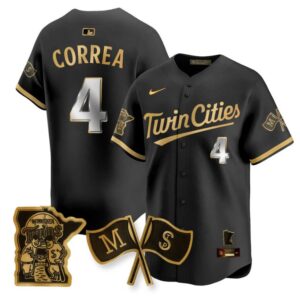 Carlos Correa Jersey #4 Minnesota Twins Alternate Limited Stitched Black Gold