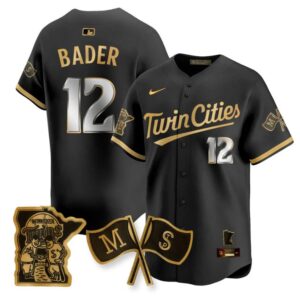 Harrison Bader Jersey #12 Minnesota Twins Alternate Limited Stitched Black Gold
