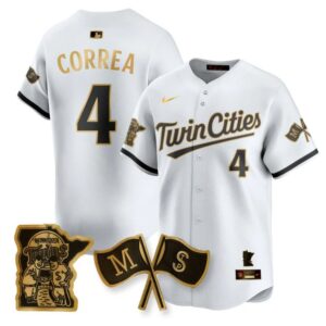 Carlos Correa Jersey #4 Minnesota Twins Alternate Limited Stitched White Gold