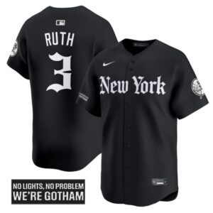 Babe Ruth Jersey #3 New York Yankees Gothic Legacy Edition Vapor Premier Stitched Black