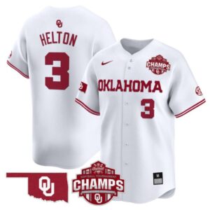 Chaney Helton Jersey #3 Oklahoma Sooners 2025 SEC Champions Patch Limited Stitched White