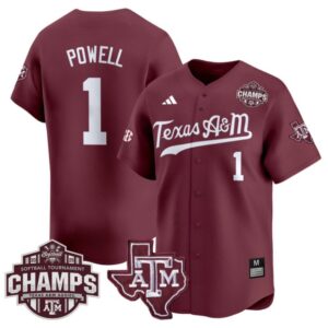 Kennedy Powell Jersey #1 Texas A&M Aggies 2025 SEC Champions Patch Limited Stitched Maroon