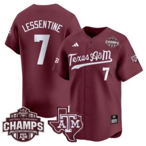 Sydney Lessentine Jersey #7 Texas A&M Aggies 2025 SEC Champions Patch Limited Stitched Maroon