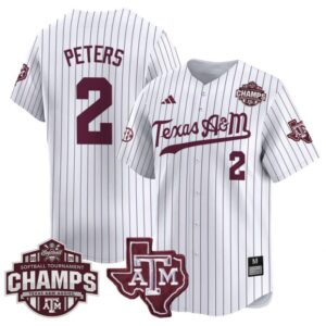 Sidne Peters Jersey #2 Texas A&M Aggies 2025 SEC Champions Patch Limited Stitched White Pinstripe