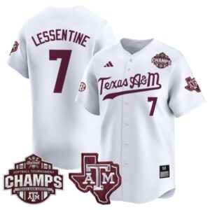 Sydney Lessentine Jersey #7 Texas A&M Aggies 2025 SEC Champions Patch Limited Stitched White