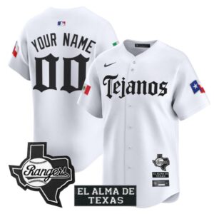 Custom Texas Rangers Jersey Mexico Tejano Barrio Style Vapor Limited Stitched White