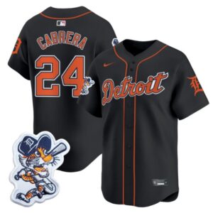 Miguel Cabrera Jersey #24 Detroit Tigers Paws Patch Vapor Premier Limited Stitched Black