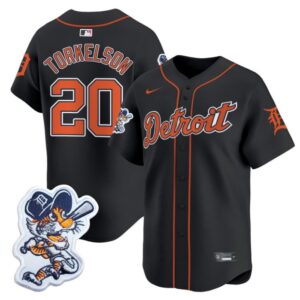 Spencer Torkelson Jersey #20 Detroit Tigers Paws Patch Vapor Premier Limited Stitched Black