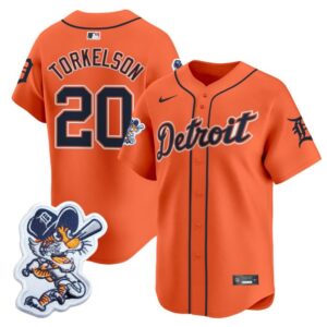 Spencer Torkelson Jersey #20 Detroit Tigers Paws Patch Vapor Premier Limited Stitched Orange