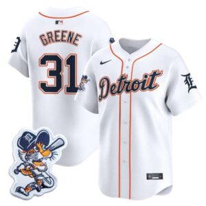 Riley Greene Jersey #31 Detroit Tigers Paws Patch Vapor Premier Limited Stitched White