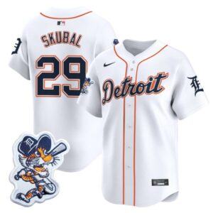 Tarik Skubal Jersey #29 Detroit Tigers Paws Patch Vapor Premier Limited Stitched White
