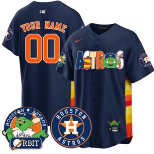 Custom Houston Astros Orbit Jersey Name, Number Vapor Premier Stitched Navy