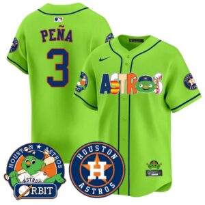 Jeremy Pena Jersey #3 Houston Astros Orbit Vapor Premier Limited Stitched Green