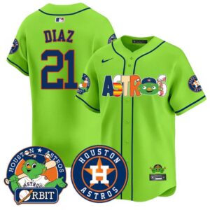 Yainer Diaz Jersey #21 Houston Astros Orbit Vapor Premier Limited Stitched Green