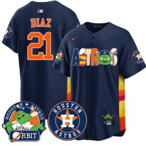 Yainer Diaz Jersey #21 Houston Astros Orbit Vapor Premier Limited Stitched Navy