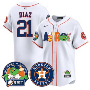 Yainer Diaz Jersey #21 Houston Astros Orbit Vapor Premier Limited Stitched White
