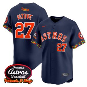 Jos? Altuve Jersey #27 Houston Astros x El Tiempo Cantina Vapor Premier Limited Stitched Navy
