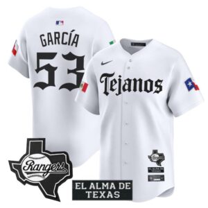 Adolis Garcia Jersey #53 Texas Rangers Mexico Tejano Barrio Style Vapor Limited Stitched White