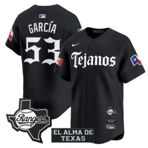 Adolis Garcia Jersey #53 Texas Rangers Mexico Tejano Barrio Style Vapor Limited Stitched Black