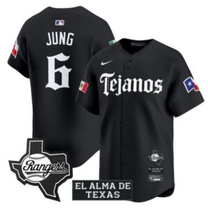 Josh Jung Jersey #6 Texas Rangers Mexico Tejano Barrio Style Vapor Limited Stitched Black