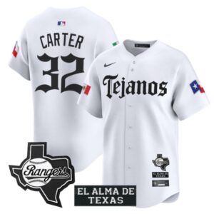 Evan Carter Jersey #32 Texas Rangers Mexico Tejano Barrio Style Vapor Limited Stitched White