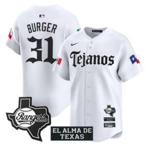 Jake Burger Jersey #31 Texas Rangers Mexico Tejano Barrio Style Vapor Limited Stitched White