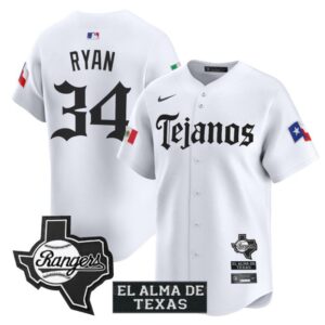 Nolan Ryan Jersey #34 Texas Rangers Mexico Tejano Barrio Style Vapor Limited Stitched White