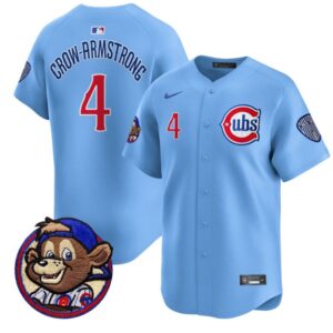 Pete Crow-Armstrong Jersey #4 Chicago Cubs Clark Patch Vapor Premier Limited Stitched Blue