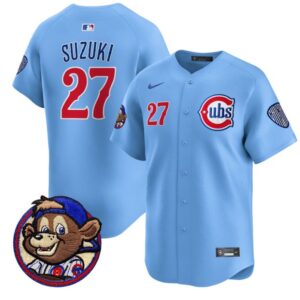 Seiya Suzuki Jersey #27 Chicago Cubs Clark Patch Vapor Premier Limited Stitched Blue