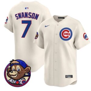 Dansby Swanson Jersey #7 Chicago Cubs Clark Patch Vapor Premier Limited Stitched Cream