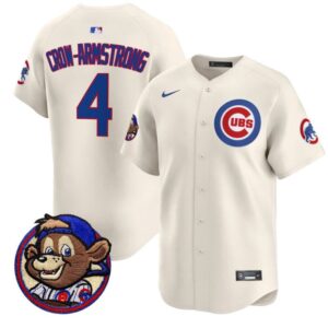 Pete Crow-Armstrong Jersey #4 Chicago Cubs Clark Patch Vapor Premier Limited Stitched Cream