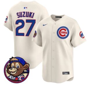 Seiya Suzuki Jersey #27 Chicago Cubs Clark Patch Vapor Premier Limited Stitched Cream
