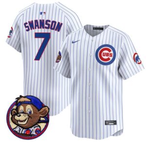 Dansby Swanson Jersey #7 Chicago Cubs Clark Patch Vapor Premier Limited Stitched Pinstripe