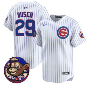 Michael Busch Jersey #29 Chicago Cubs Clark Patch Vapor Premier Limited Stitched Pinstripe