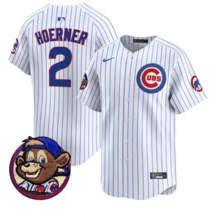 Nico Hoerner Jersey #2 Chicago Cubs Clark Patch Vapor Premier Limited Stitched Pinstripe