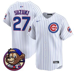 Seiya Suzuki Jersey #27 Chicago Cubs Clark Patch Vapor Premier Limited Stitched Pinstripe