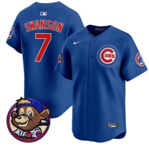 Dansby Swanson Jersey #7 Chicago Cubs Clark Patch Vapor Premier Limited Stitched Royal
