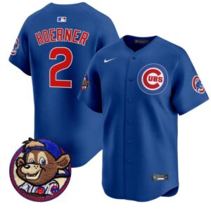 Nico Hoerner Jersey #2 Chicago Cubs Clark Patch Vapor Premier Limited Stitched Royal