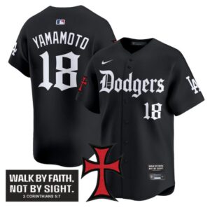 Yamamoto Jersey #18 Dodgers Faith Glory Edition Vapor Premier Limited Stitched Black