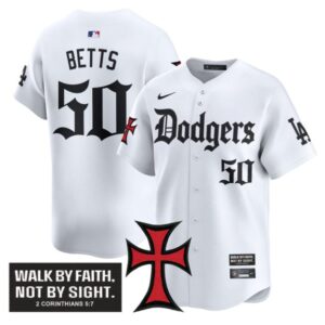 Mookie Betts Jersey #50 Dodgers Faith Glory Edition Vapor Premier Limited Stitched White