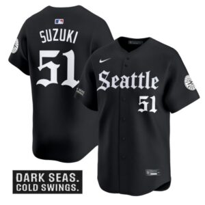 Ichiro Suzuki Jersey #51 Seattle Mariners Deep Sea Gothic Edition Limited Stitched Black