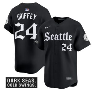Ken Griffey Jr Jersey #24 Seattle Mariners Deep Sea Gothic Edition Limited Stitched Black