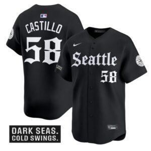 Luis Castillo Jersey #58 Seattle Mariners Deep Sea Gothic Edition Limited Stitched Black