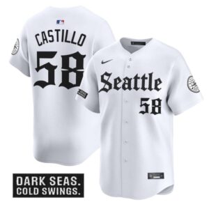 Luis Castillo Jersey #58 Seattle Mariners Deep Sea Gothic Edition Limited Stitched White