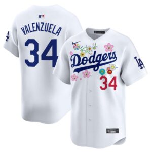 Fernando Valenzuela Jersey #34 Dodgers x Takashi Murakami 2025 Vapor Limited Stitched White