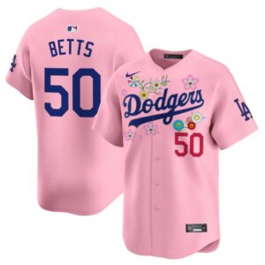 Mookie Betts Jersey #50 Dodgers x Takashi Murakami 2025 Vapor Limited Stitched Cherry Blossom