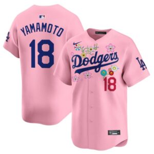 Yamamoto (Kanji) Jersey #18 Dodgers x Takashi Murakami 2025 Vapor Stitched Cherry Blossom