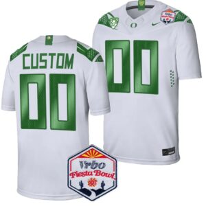 Custom Oregon Ducks Jersey Name and Number Fiesta Bowl Patch 2024 Football White