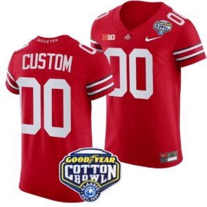 Custom Ohio State Buckeyes Jersey Name and Number Cotton Bowl Patch 2023 Football Scarlet